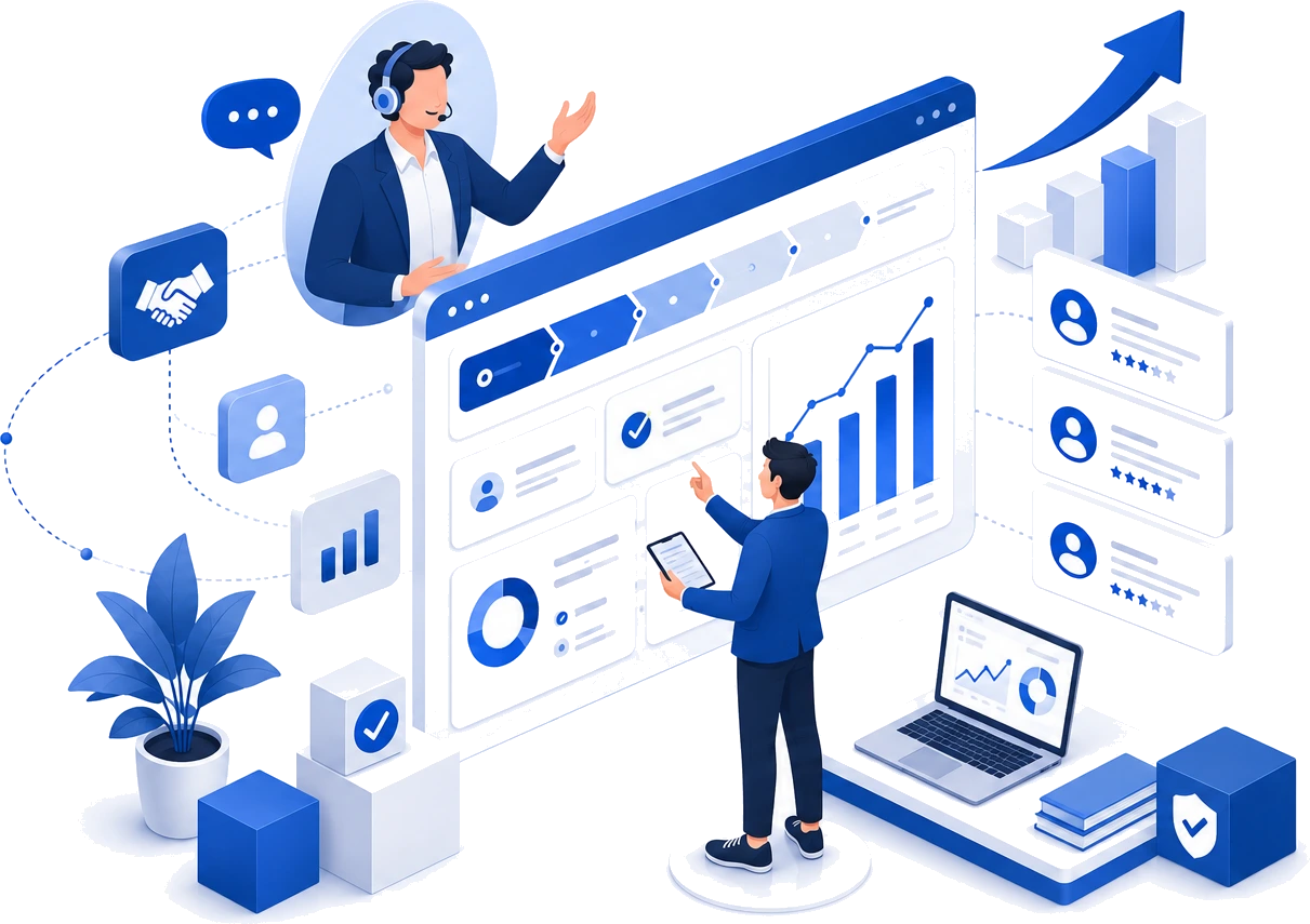 Manage Connectの利用イメージ（営業担当と商談パイプライン管理画面）